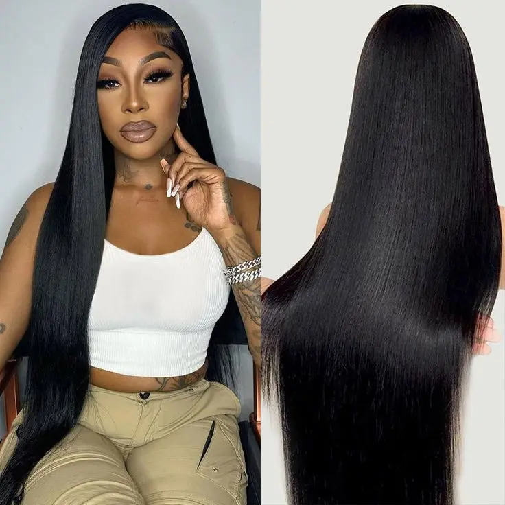 Tuneful 13x6 HD Transparent Lace Frontal Wigs Straight Human Hair Wigs Natural Black Straight Hair Lace Front Wigs For Black Women