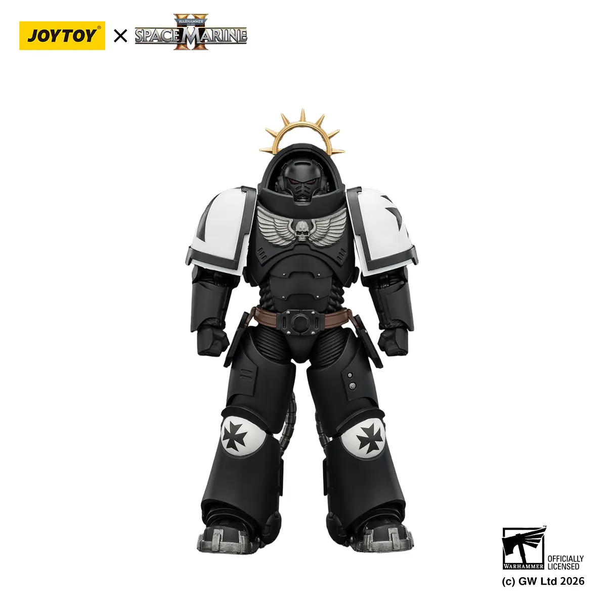 JOYTOY Warhammer 40,000 Unisex 1/18 Scale Authentic Collectibles Futuristic Figurine - Game Edition Black Templars Heavy Intercessor with Heavy Bolt Rifle, Bolt Pistol, Movable Parts, Articulated Figure, Decor Model JT03721, Movable Figurines
