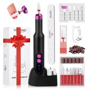 SAVILAND Electric Nail Drill Beginner: Portable Electric Nail File with Base 20000RPM Rechargeable Nail Drill for Gel Acrylic Nails Remove Polish Manicure Pedicure Salon at Home Nail Care