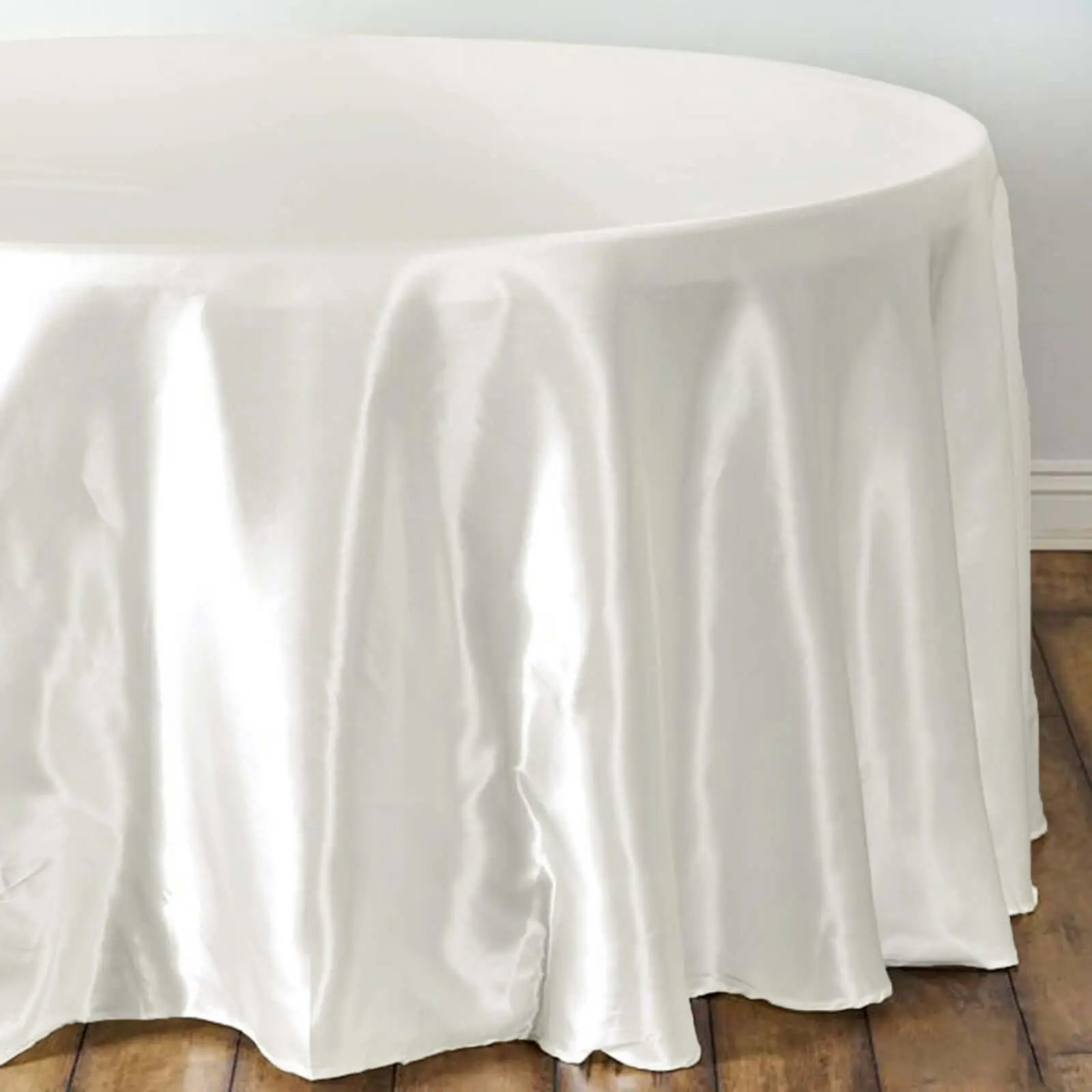 Ivory 108" Satin Round Tablecloth - Smooth, Durable Outdoor Table Cover for Formal Events, Weddings Decorations, Anniversaries