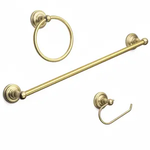 Royal Series 3 Piece Brushed Brass Bathroom Hardware Set