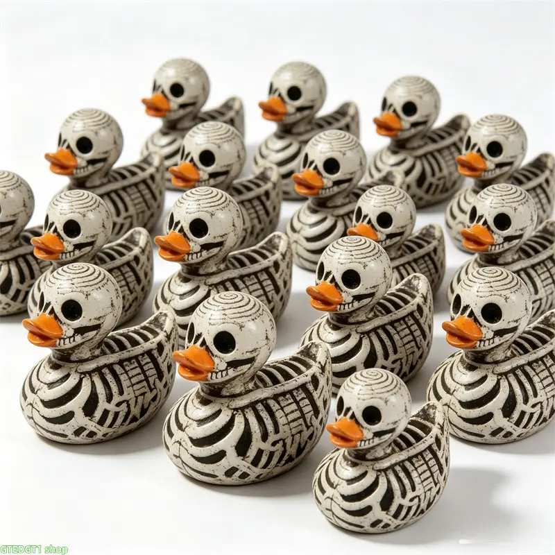 20 Pack Skeleton Print Rubber Ducks, Spooky Halloween Mini Bath Duck Figurines, Gothic Skull Duck Party Favors For Halloween Carnival, Trick Or Treat Gift Bags, Table Decor And Kids Holiday Game Prizes homedecor