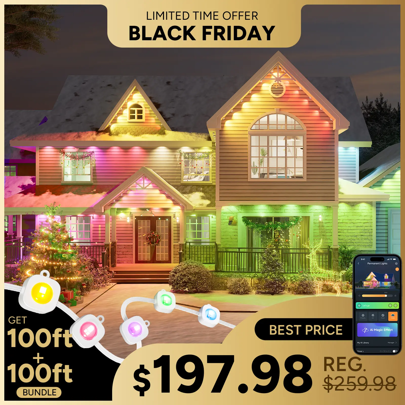 200ft (Cannot connect together)