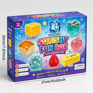 Complete 8-Pack Malt Sugar Squishy Bundle, Different Shapes Slow Rebound Fidgets, Fun Party Favor & Daily Decompression Toy