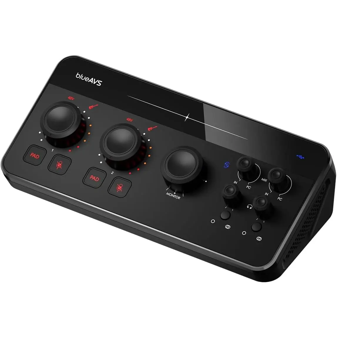 blueAVS blueCaster 2 USB Audio Interface - 24Bit/192kHz Studio Sound Card, USB-C, 48V Phantom Power, ASIO Driver for Guitar, Podcast, Home Studio DAW Streaming