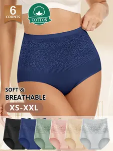 [Soft Cotton] Morelect High-Waisted Women's Underwear Panties, 6-Pack, XS-Xxl, Breathable, Comfortable, Multi-Color, Fitted Style