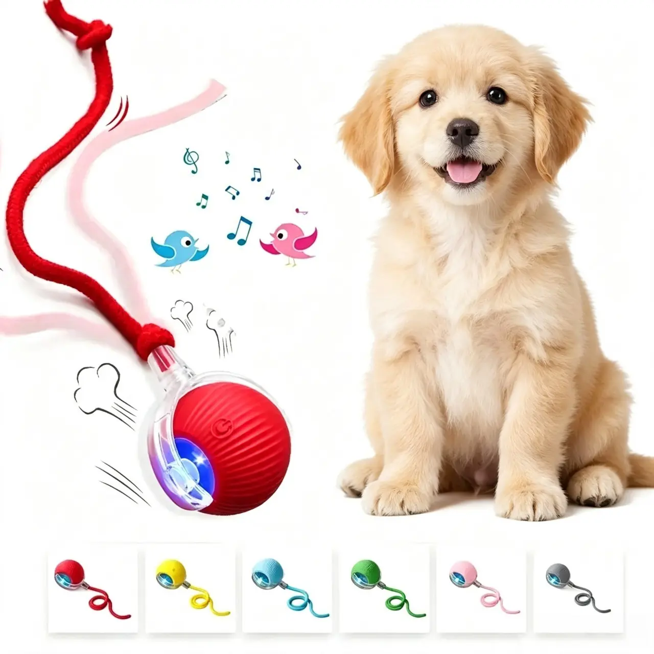 Cat & Dog Need Toy -interactive USB Rechargeable Ball Toy on Rug with Bird Chirping, Anti-Depression Fun Gift for Cats & Dogs