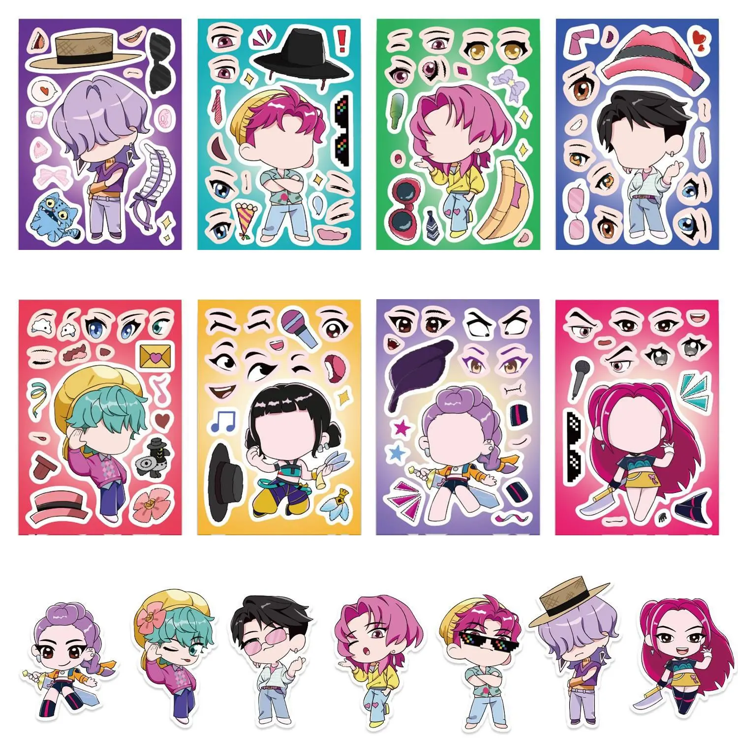 Toy Puzzle Sticker Packs DIY Handmade Craft Waterproof Reusable, Flat Stickers for Creative Projects, Perfect for Kids and Adults, Sticker Sheets