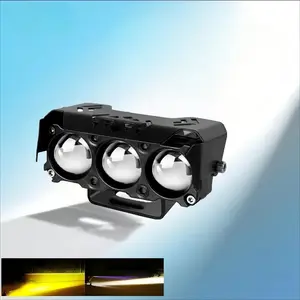 3 Lens Motorcycle LED Spotlights, Dual Color Super Bright High/low Beam, Fog Light, Car Truck Suv Utv Driving Lamp, Automotive Headlight, Motorcycle Headlights