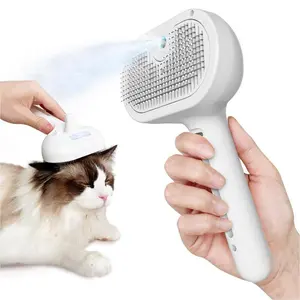 Rechargeable 3-in-1 Pet Steam Brush, Anti-Static Groomer for pets with Detachable Water Tank & 1-Button Hair Release Cat Grooming kit Clean Automatic