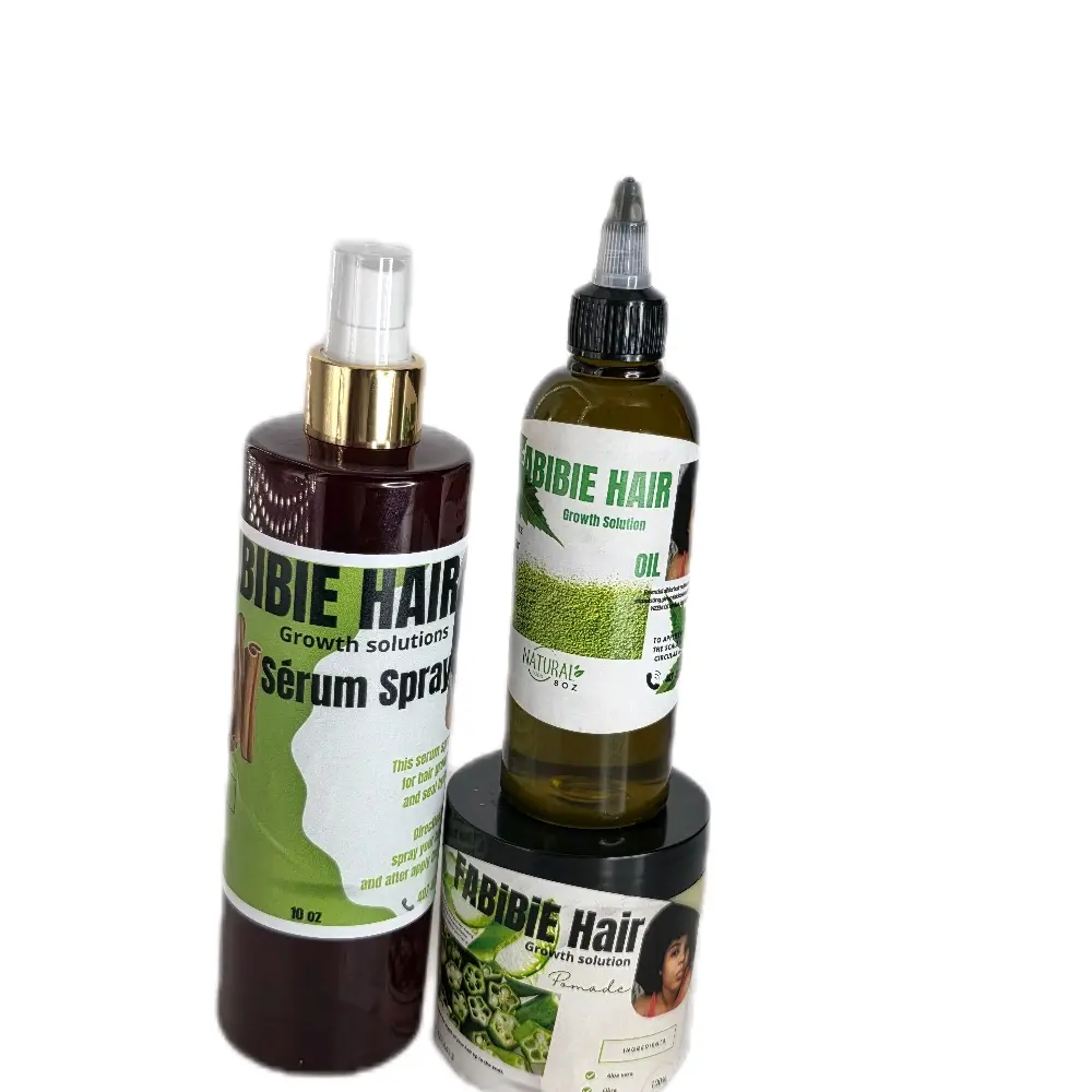 Fabibie Hair Trio Oil ,pomade Serum Spray & Formula with All Natural Ingredients Growth Solution