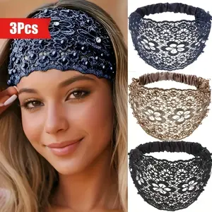 3 PCS Women gym Headbands African Wide Hair Wrap Extra Turban Head Bands for Lady Large Sport Workout Stretch Non-slip Big Hair Bands