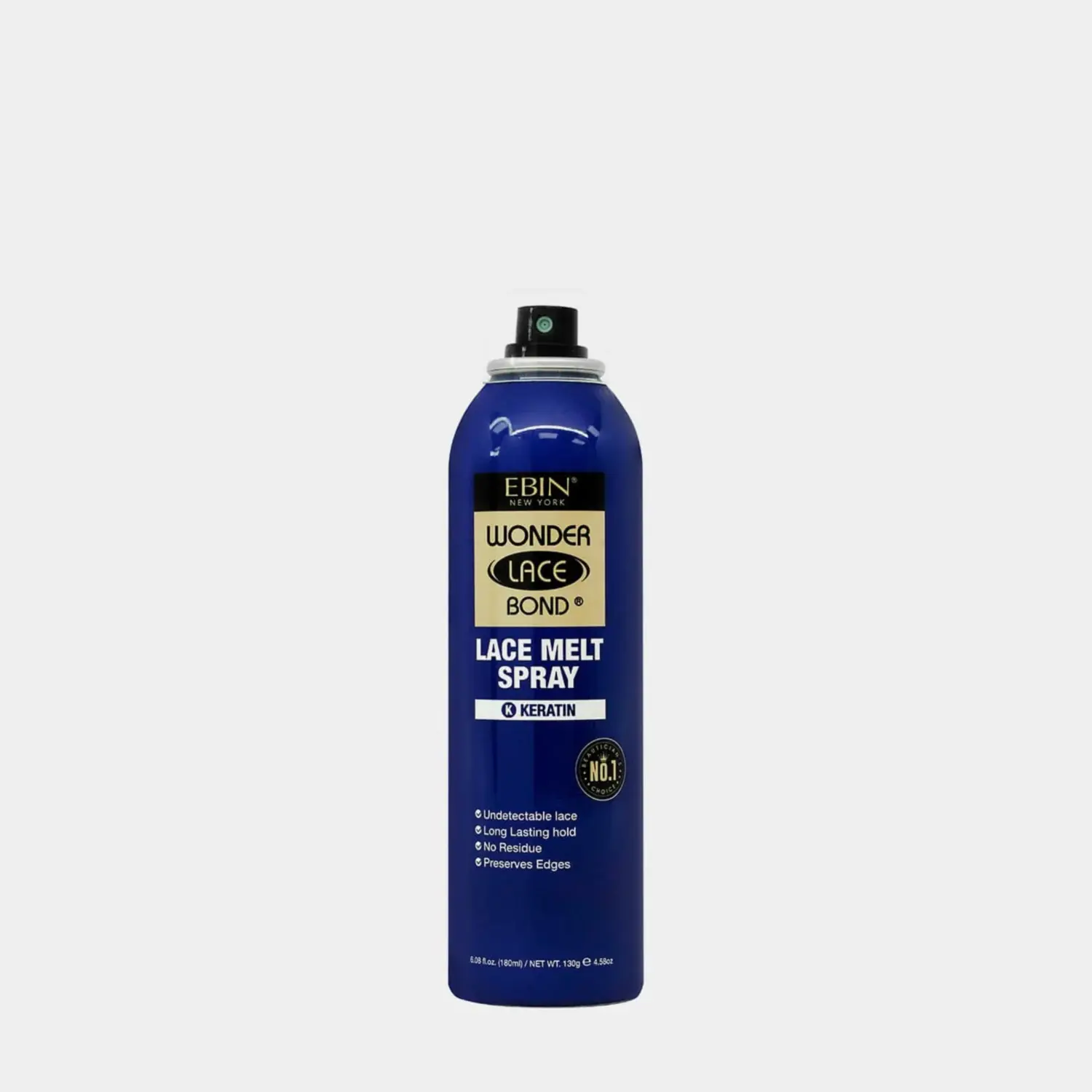 Ebin New York Wonder Lace Bond Melting Spray with Keratin, Extra Mega Hold for Seamless Wig Application, Frizz Control, and Lasting Moisture, 6.08 oz Bottle, Haircare, Long Lasting Hold, Cruelty Free, Fragranced, Keratin Rich, Aerosol Can, Adults, Extra M