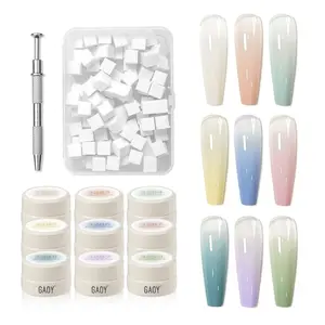 Ombre Gel Nail Polish Kit, 9 Colors UV LED Painting Gel with Sponges, Long-lasting Soak Off Pigmented Colors, Beginner Friendly Gradient & Aura Nail Art Set for Home & Salon Use, Melted Gelato