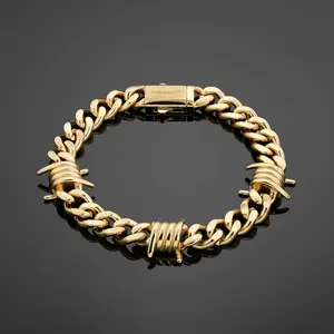 The Barbed Wire Cuban Bracelet - Gold RG398