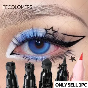 1pc Waterproof Liquid Eyeliner Pen Set-Includes Heart, Moon, Butterfly, And Star Shape Stamps, Double-Headed Black Eye Liner Pencil, Christmas Makeup, Stunning Eyeshadow, Eye Makeup Product