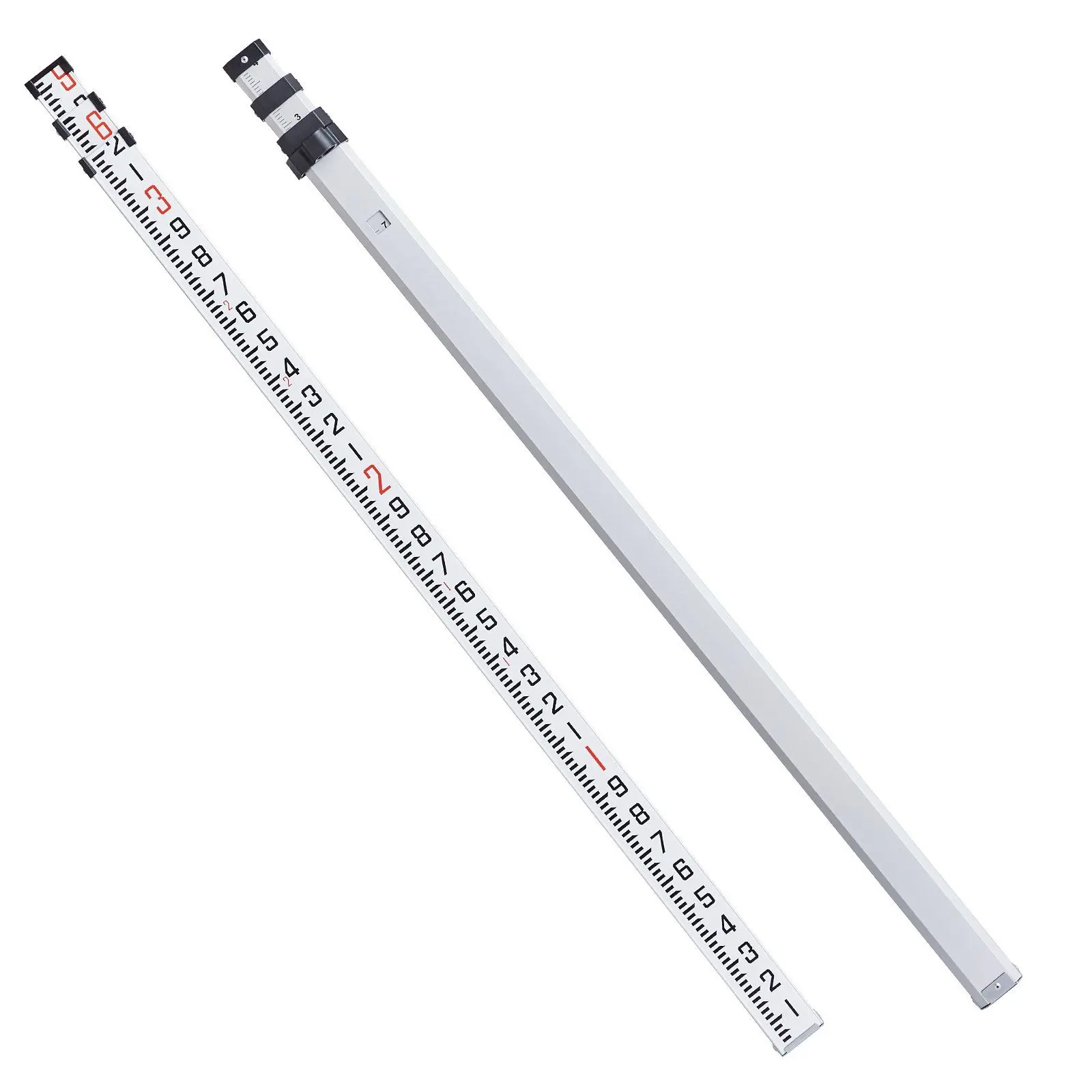 VEVOR Aluminum Grade Rod, 9-Feet/10ths 3 Sections Telescopic Measuring Rod,Double-Sided Scale 1/10ft Leveling Rod Stick,Aluminum Alloy Survey Rod with Bubble Level&Carrying Bag for Houses,Walls,Floors
