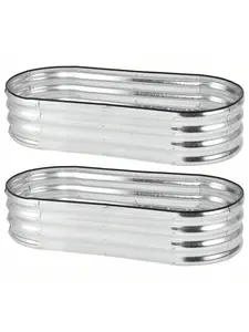 2pcs 4.5*2*1FT Galvanized Raised Garden Bed, Outdoor Bottomless Drainage Planter Boxes, Large Metal Raised Garden Kits For Vegetables Flowers Plants, Easy Assembly, Perfect For Patios, Sliver