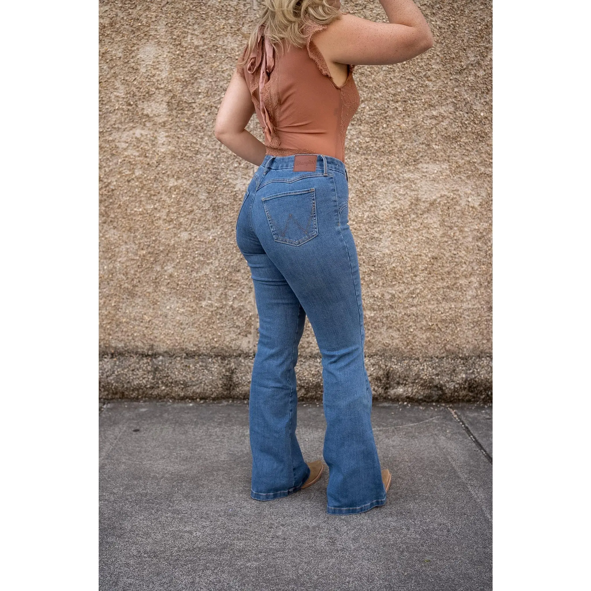 Wrangler Bespoke Saddle Flare Jeans, Cotton, Pocket, Lady, Bottom, Button, Denim, Fit, Flared, Leg, Western Clothing