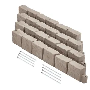 VEVOR Faux Stone Landscape Edging,  46.8 x 3.9 in Realistic Lawn Edging, Flexible Brick-Sized Garden Edging Border with Anchoring Spikes, Fade-Resistant Yard Edging for Driveways Walkway Brown