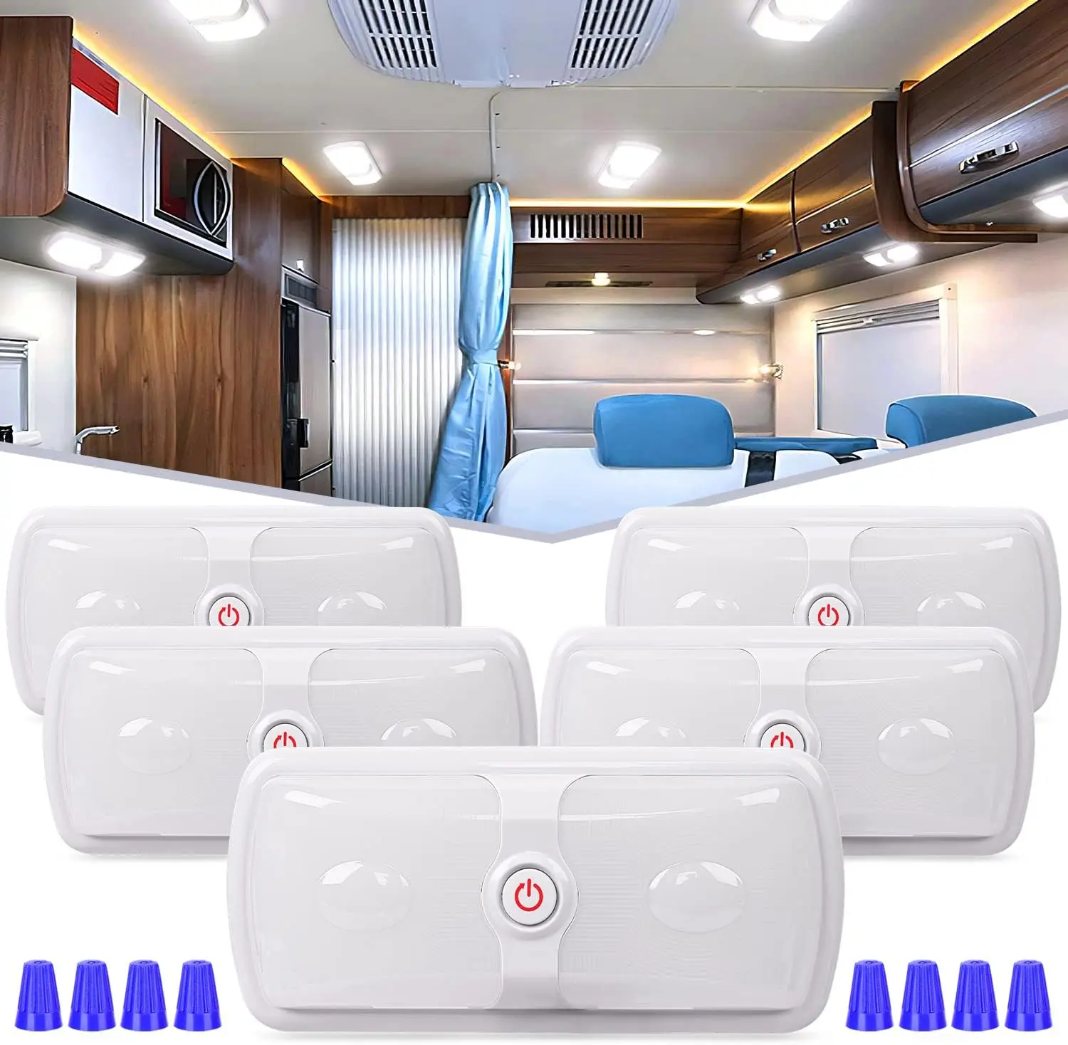 Nilight 2pcs/5pcs 12V RV Interior Lights LED Ceiling Double Dome Light with ON Off Switch Lighting Natural White 4000-4500K for Car Trailer Camper Boat, Car Accessories