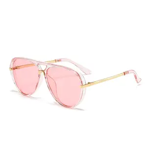 Fashion Sunglasses Versatile Large Frame Aviator Glasses Retro Fluorescent Sunglasses, High-Quality UV Protection, Fashionable Sun Protection