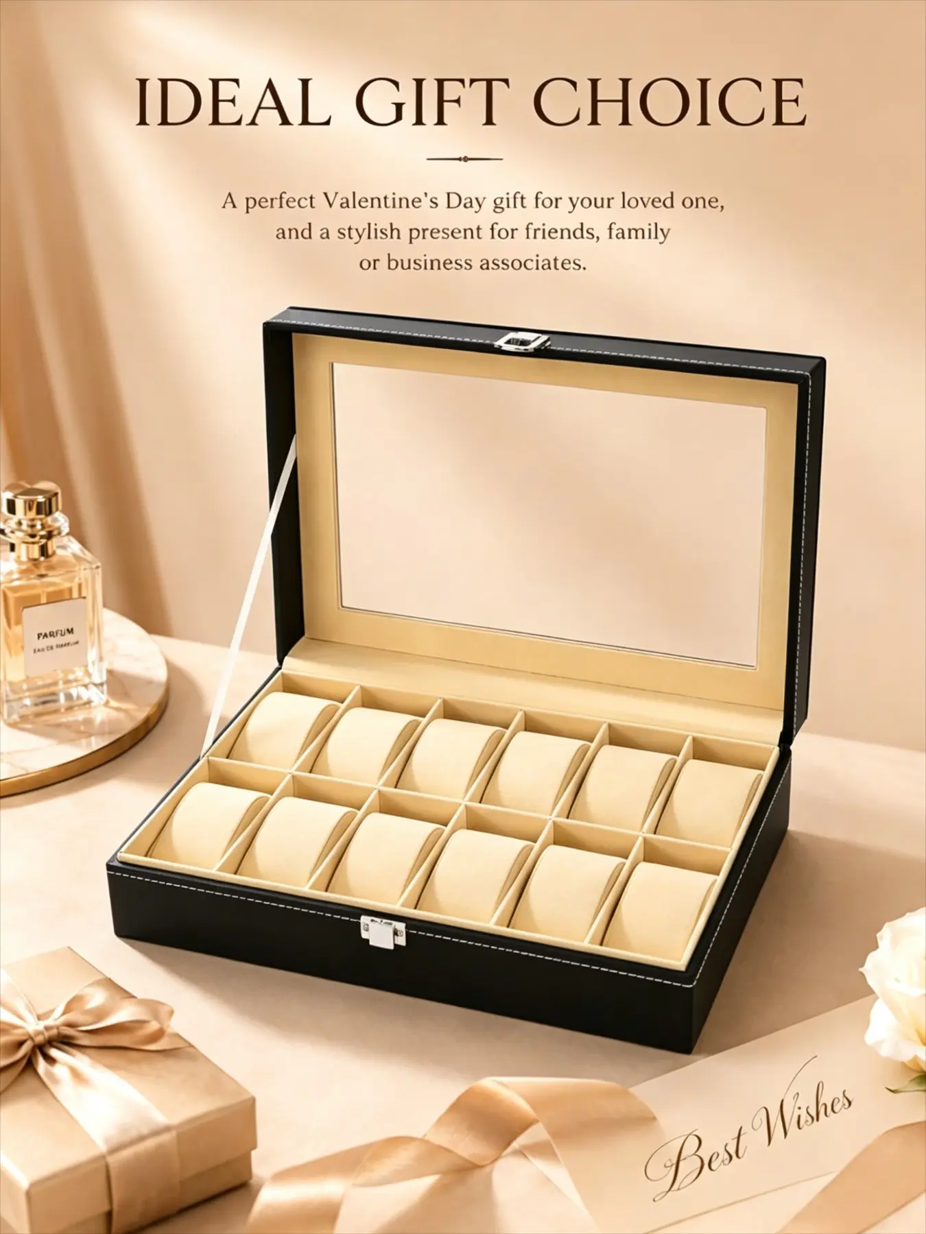 Visual watch storage box, Watch Holder, Wristwatch storage, can be viewed and stored, suitable for the storage and classification of watches and jewelry, can be directly observed inside, Women's Day, Thanksgiving Day, Mother's Day