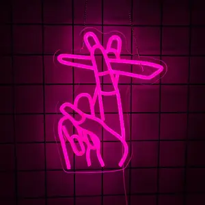 Pink Led Hand Neon Sign for Wall Decor Gesture USB Nail Hand Man Cave Neon Light Sign for Bedroom Home Bar Girls Room Nail Room Salon Party Decor Gift for Women Ambient Decoration Lamp Modern Mood Lighting
