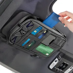 Multi-Purpose  Visor Organizer with Sun Glass Holder & Card Holder,PU Leather  Visor Organizer with Multi-Pocket and Zipper,  Storage Organizers