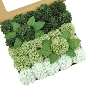 25pcs Dark Green&Sage Green&Light Green Artificial Mixed Flower Dahlia Flowers Decorative Faux Flowers for Wedding Festival Celebration Home Decoration Graduation Birthday Party Baby Shower