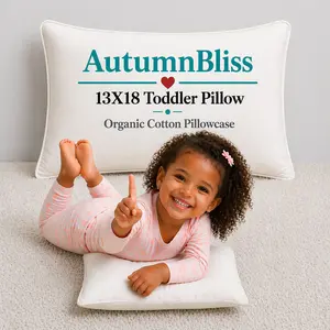 Organic Toddler Pillow 13x18 Inch | Hypoallergenic Cotton Pillowcase & Breathable Core | Small Pillow for Sleeping, Preschool, Travel & Daycare | Safe Kids Pillow for Ages 2-5