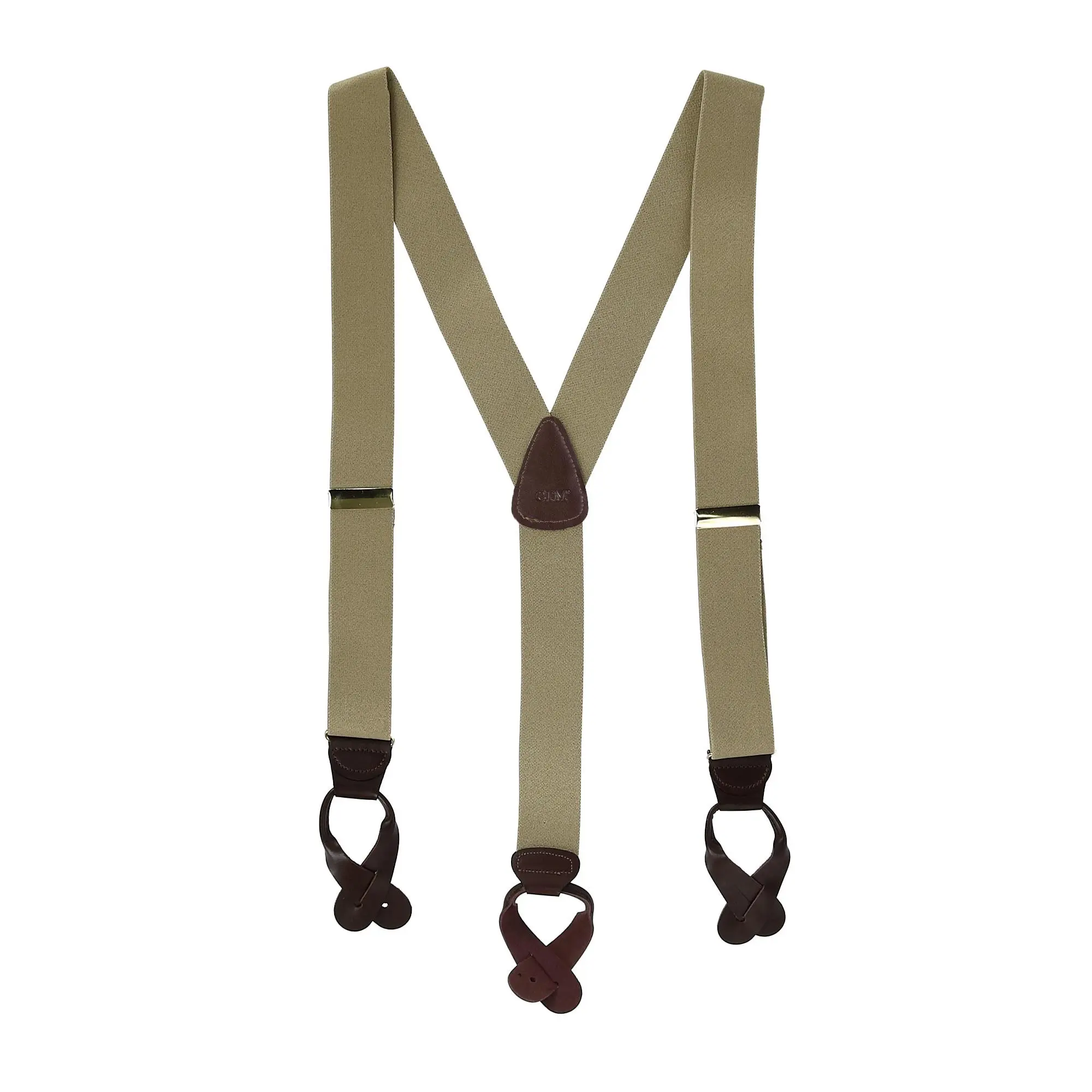 CTM Men's Elastic Suspenders with Leather Button-Ends, Elegant and Stylish Adjustable Straps for Dress Wear, 35-48 Inches