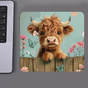 Highland Cow Pattern Mouse Pad, Square Mouse Pad with Non-slip Rubber Base, Decorative Mouse Mat for Gaming and Office, Non Slip Mousepad, Gaming Mouse Pads, Gaming Accessories