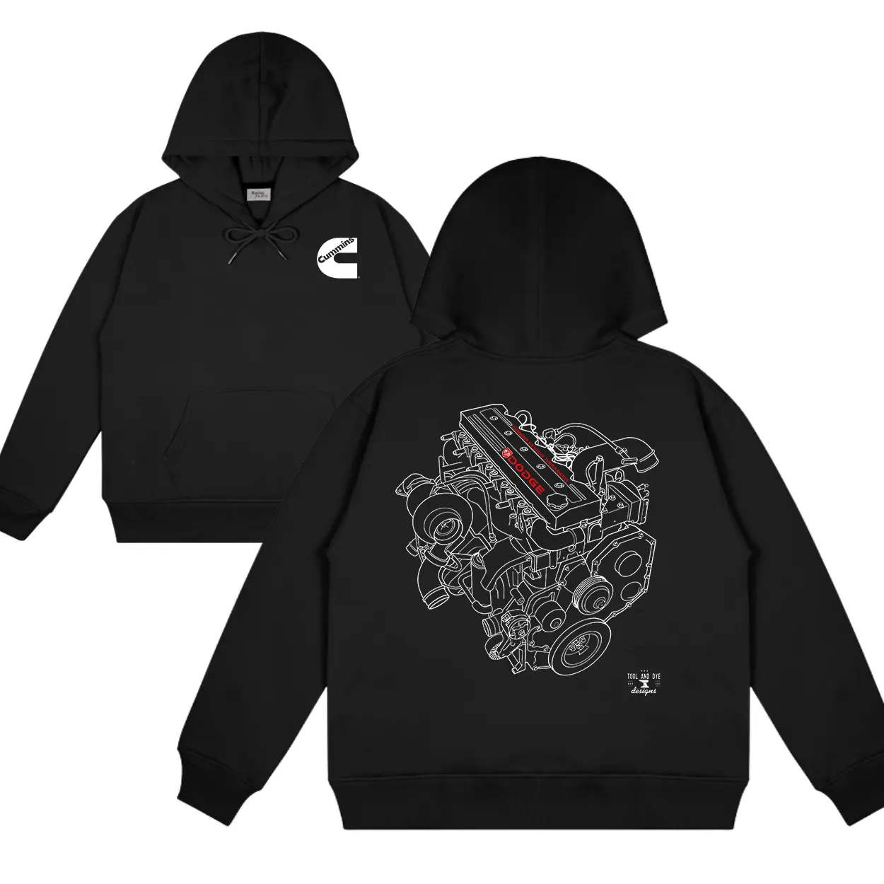 Cummins 5.9L 24V 2-Sided Hoodie Car Parts Cotton Long Sleeve Streetwear