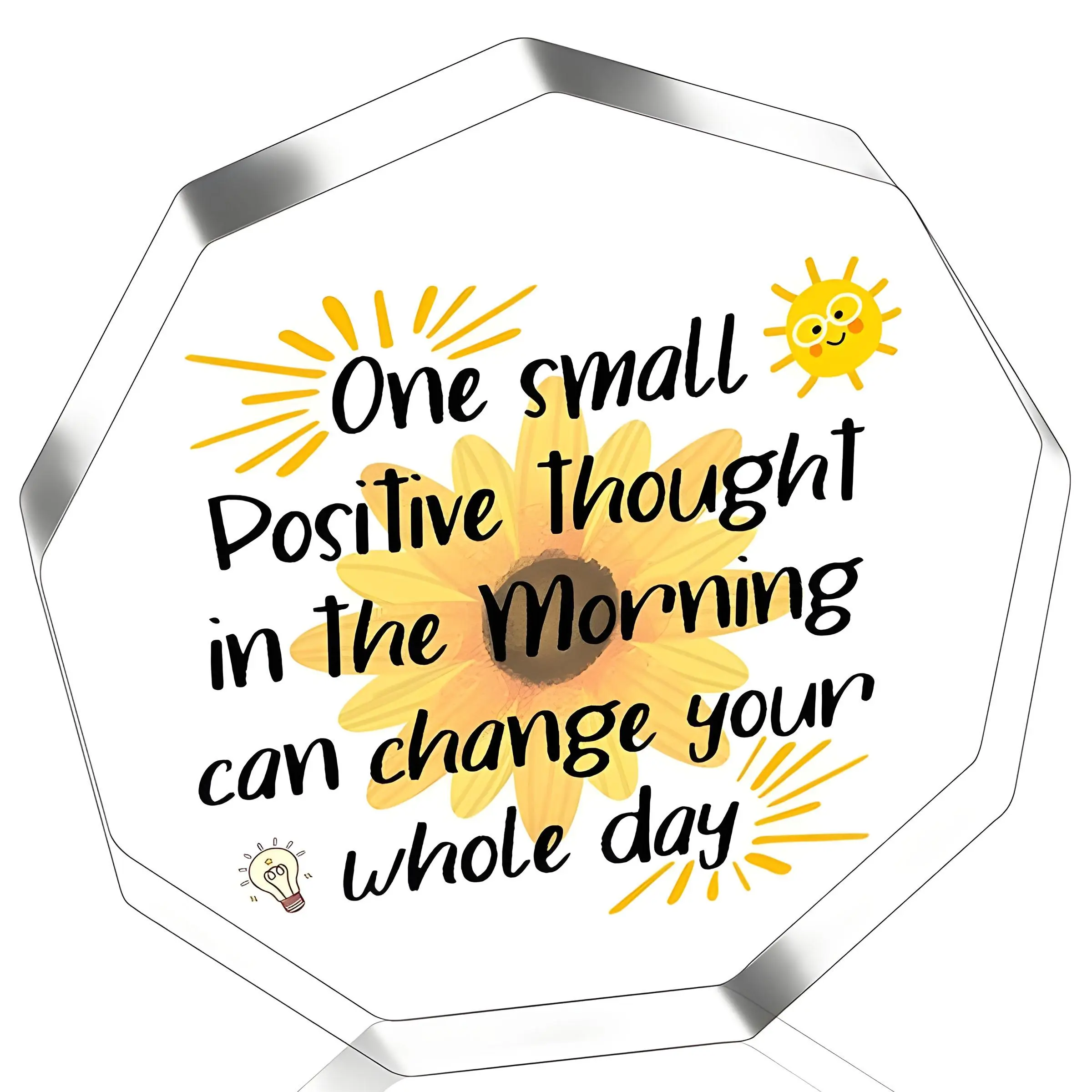 Sunflower Pattern Acrylic Desktop Ornament, 1 Count Positive Encouragement Decorative Ornament, Desk Decorative Accessories for Home Office, Signs