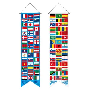 2 Pieces International Flag Decorations, World Flags Bunting, Wall Decor Flags, Porch Banner, Backdrop Decoration, Football Party Supplies, Sports Events, Birthday Party, Classroom Decoration