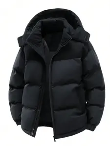 Men's Winter Long Coat, Casual Hooded Thick Warm Cotton Jacket, Fashionable Outerwear for Cold Weather, Daily Wear & Outdoor Activities