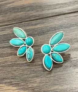 1.2" Western Turquoise Spike Stud Earrings