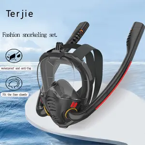 Full Face Snorkel Mask for Adults, 180 Degree Panoramic View, Dual Tube Design, Silicone Dry Suit Scuba Diving Mask, Swimming Gear