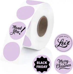 Perco 1-Inch Perforated Lavender Circle Dot Thermal Sticker Labels - 735 Pieces/Roll, Permanent Adhesive, Thermal Label Printer Compatible, for Color Coding, Crafts