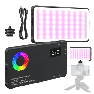 Metal LED selfie fill light, portable RGB video light, camera fill light, rechargeable and dimmable (with hot shoe), iPhone dedicated fill light, selfie accessory.