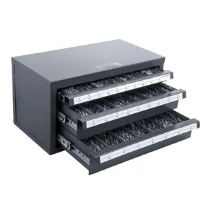 VEVOR Drill Bit Dispenser Cabinet, 3-Drawer Tool Organizer with A-Z Labels, Stackable Steel Storage Cabinet for Drill Bit Organization (3-Drawer Setup), Three-Drawer Setup