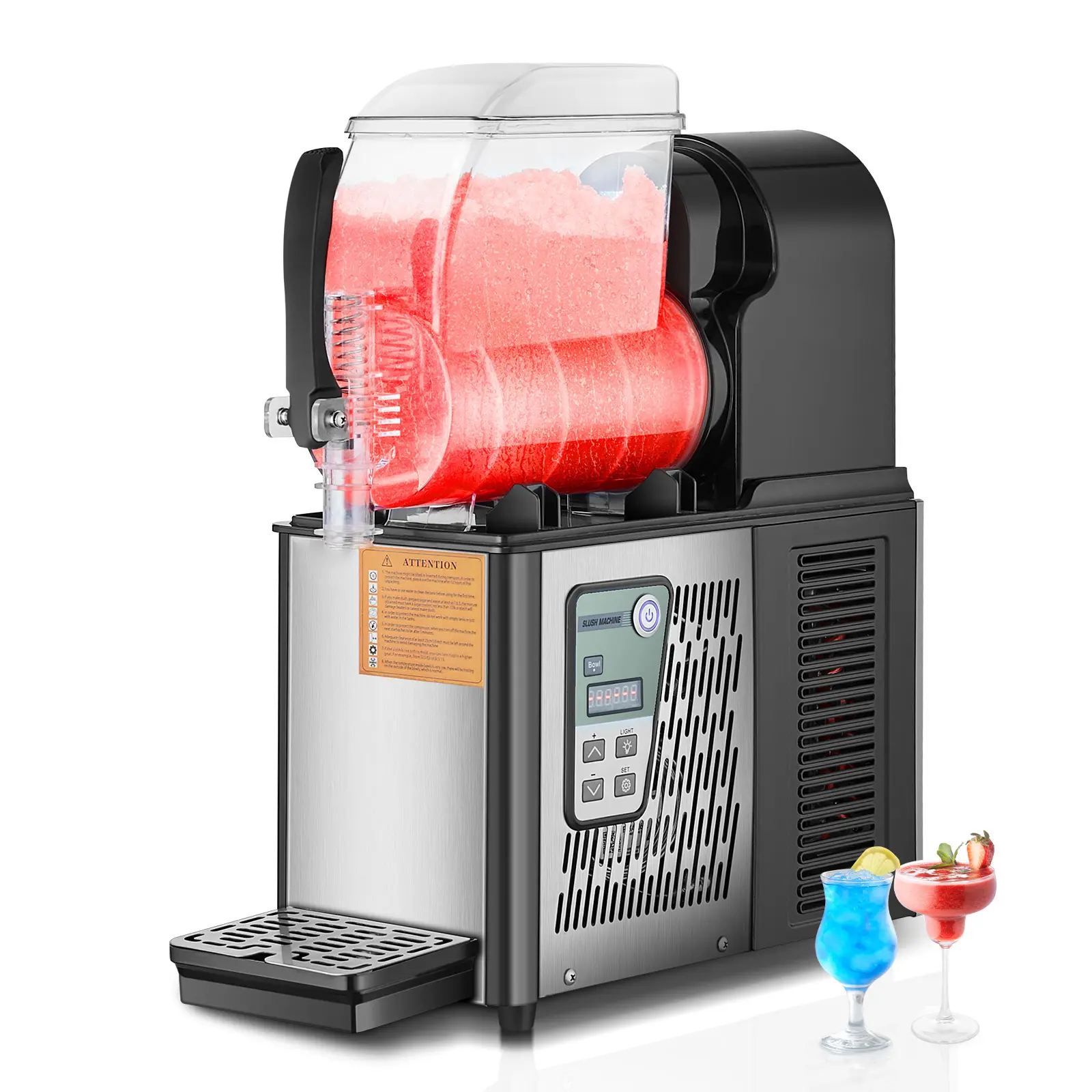 Commercial Slushy Machine, 4L Single Tank Frozen Drink Machine, 16 Cups Stainless Steel Margarita Smoothie Frozen Drink Maker, Slushie Maker for Home Party Restaurants Cafe Bars