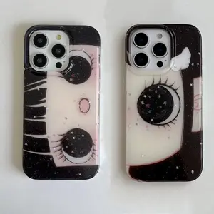 Dreamy INS Glittering Big Eyes Comic Girl Lovely Phone Case For iPhone 17 16 15 14 13 12 11