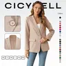 Cicy Bell Women's Casual Blazer Fitted Long Sleeve Work Office Suit Jacket with Flap Pockets Soft Wrinkle Resistant Fabric Minimalist Basic Collared