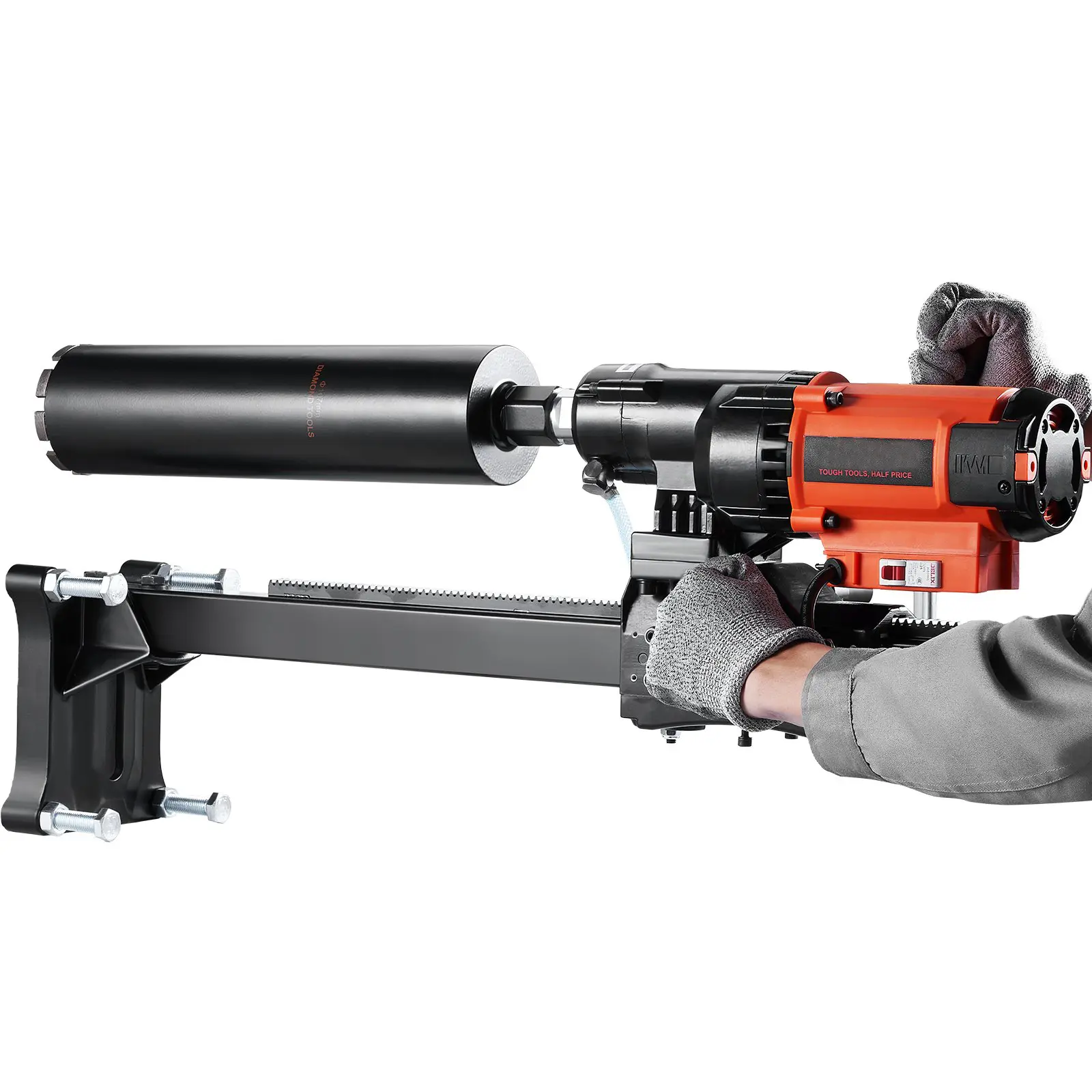 Diamond Core Drilling Machine, 8in Wet&Dry Concrete Core Drill Rig with Stand, 750RPM Speed & 1-1/4" 5/8" Thread & Lifting Handle, 8in Drilling Diameter for Concrete Brick Block Stone, 2500W