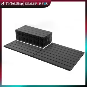 2FT 24 PCS Patio Deck Tiles, Dark Grey,Brown,DIY Module Interlocking Decking Tiles Floor Tile,Easy And Quick Installation Court Tiles For Porch Poolside Outdoor And Indoor Balcony Backyard