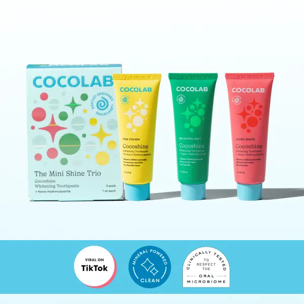 COCOLAB Mini Shine Trio, Set of 3 Travel Size Cocoshine Whitening Toothpastes