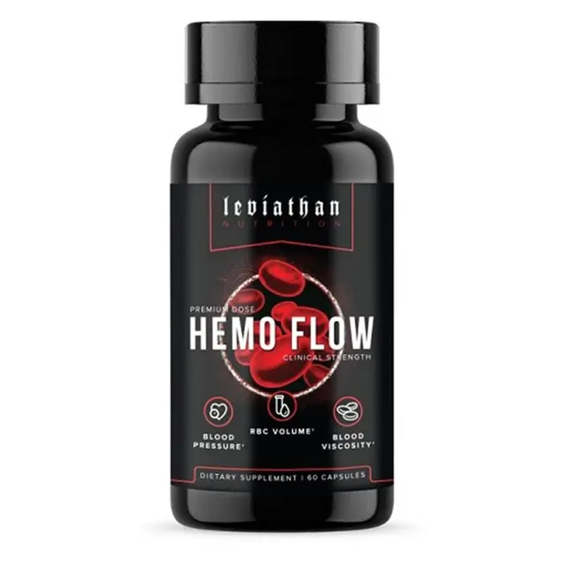 Leviathan Nutrition Hemo Flow |   Blood Pressure & Heart Health Supplement- Hematocrit, and Blood Viscosity Supplement with Vitamin C & Black Pepper Extract (60 Capsules)