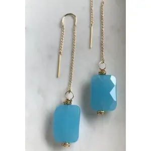 Blue Chalcedony Shoulder Duster Earrings
